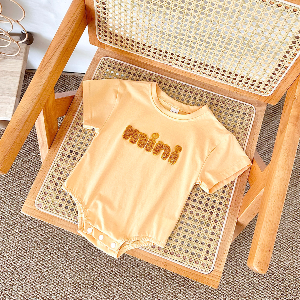 Summer Letter Embroidery Short Sleeve Romper