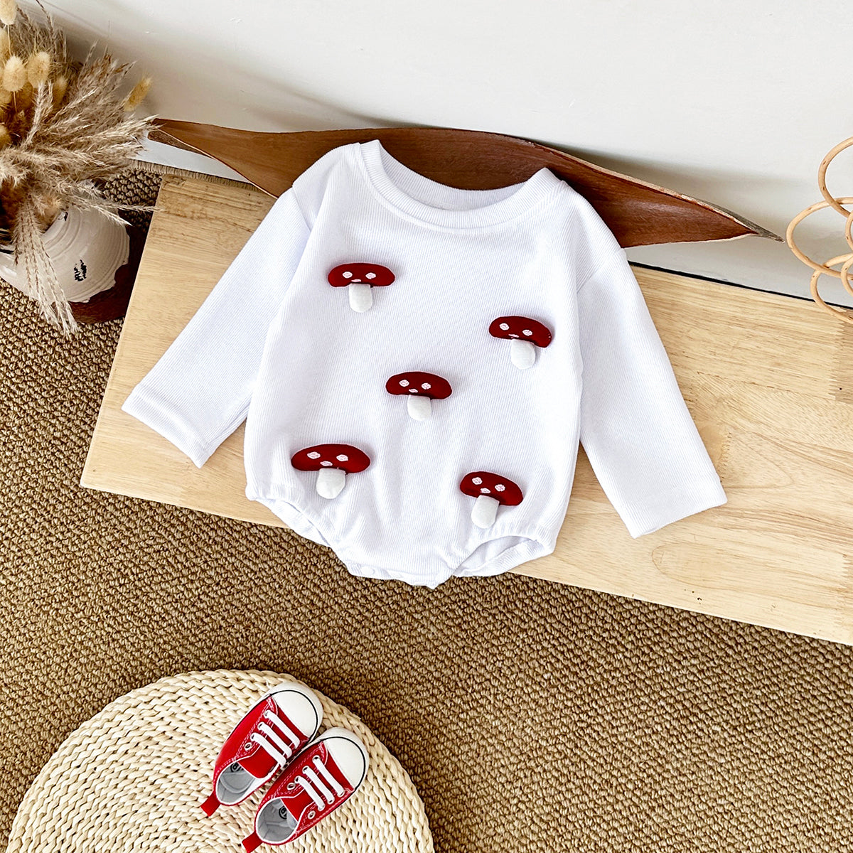 Spring Autumn Infant 3D Mushroom Romper, Cute Duck Baby Onesie