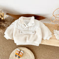 Cute Baby Sherpa Spliced Coat, Corduroy Kids Top With Front Pocket