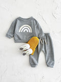 Solid Grey Infant Tracksuit Towel Rainbow Loose Big Crotch Base Outfit