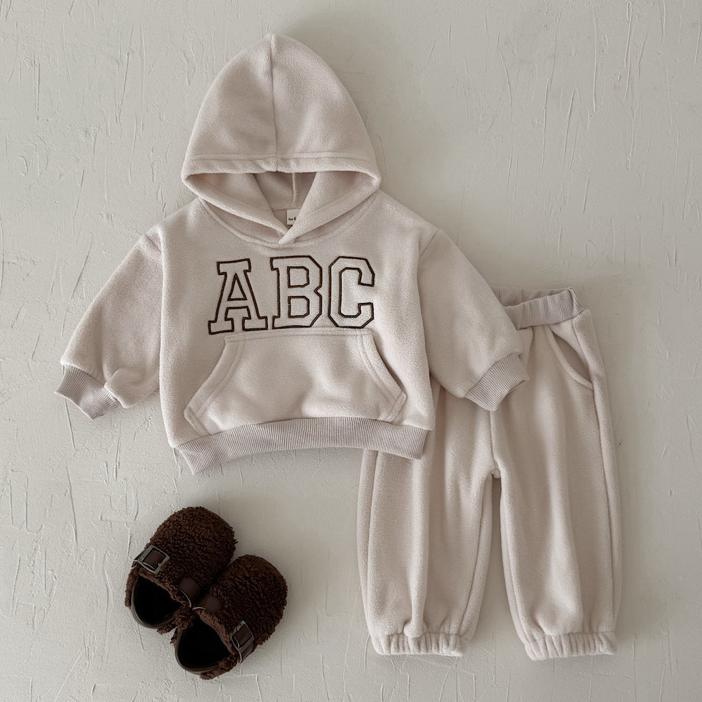 Hooded Autumn Winter Set for Baby Boys with ABC Letter Embroidery