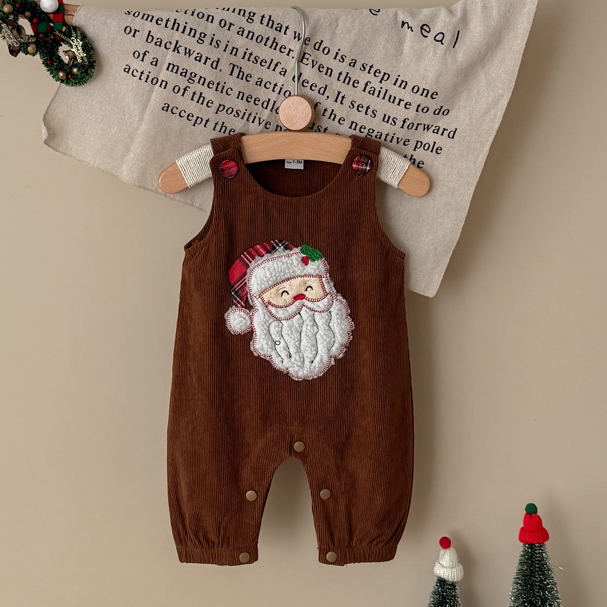 Santa Head Festive Overalls for Baby Boys & Girls