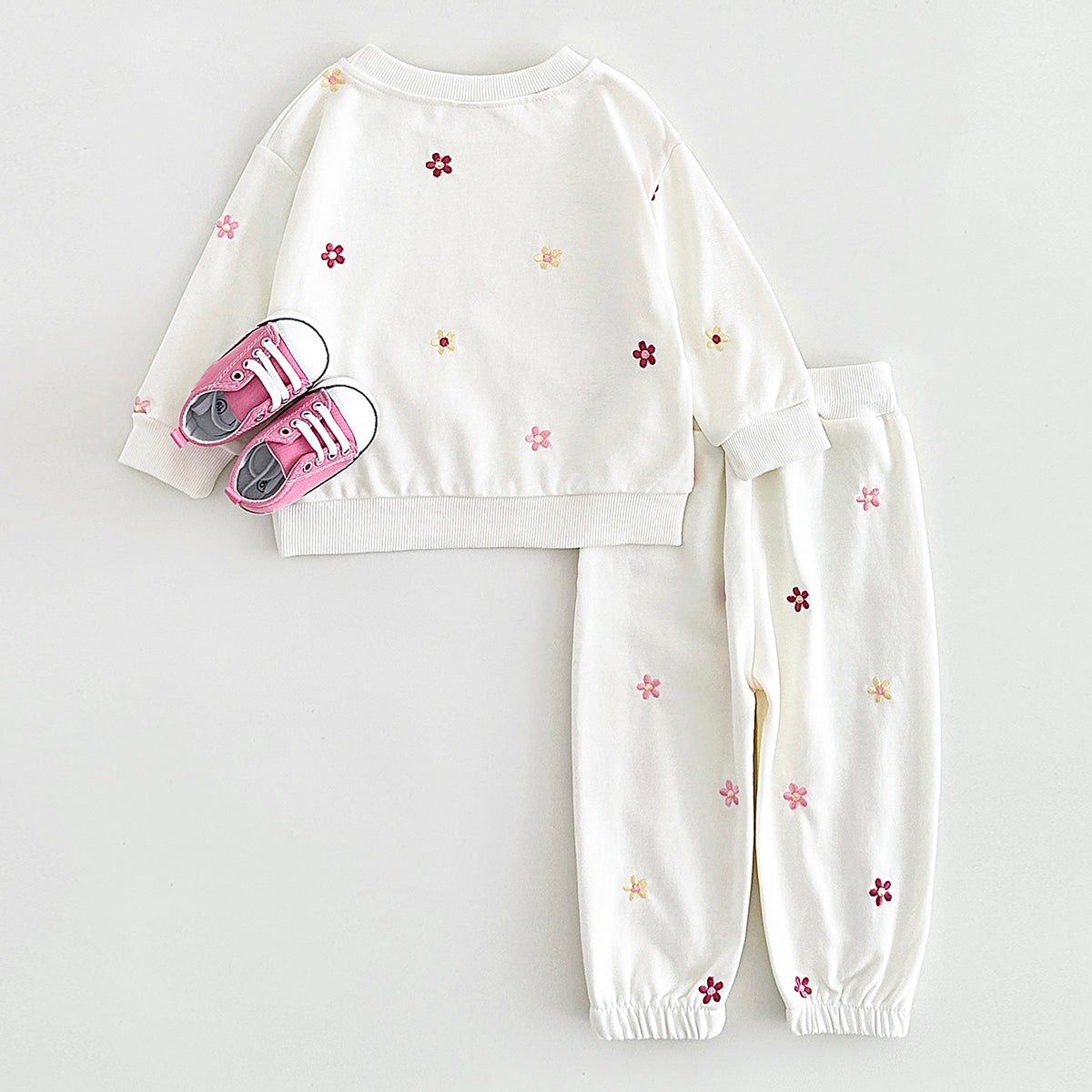 Toddler All-over Color Flower Outfit, Sweatshirt & Pants 2Pcs