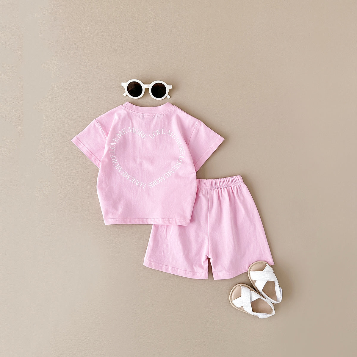 Multi-color Fashion 2-Piece Heart Print Short Sleeve Set