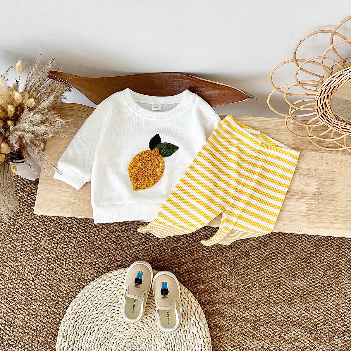 Fresh Cartoon Fruit Baby Sweatshirt, Daily Wear Kids Clothing Set