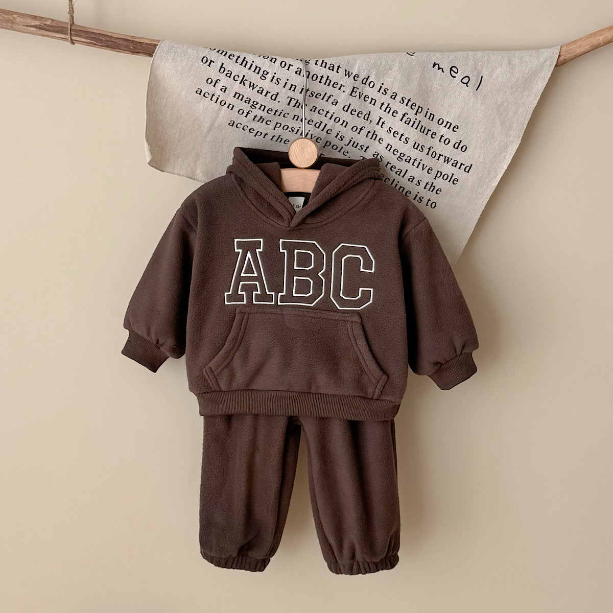 Hooded Autumn Winter Set for Baby Boys with ABC Letter Embroidery