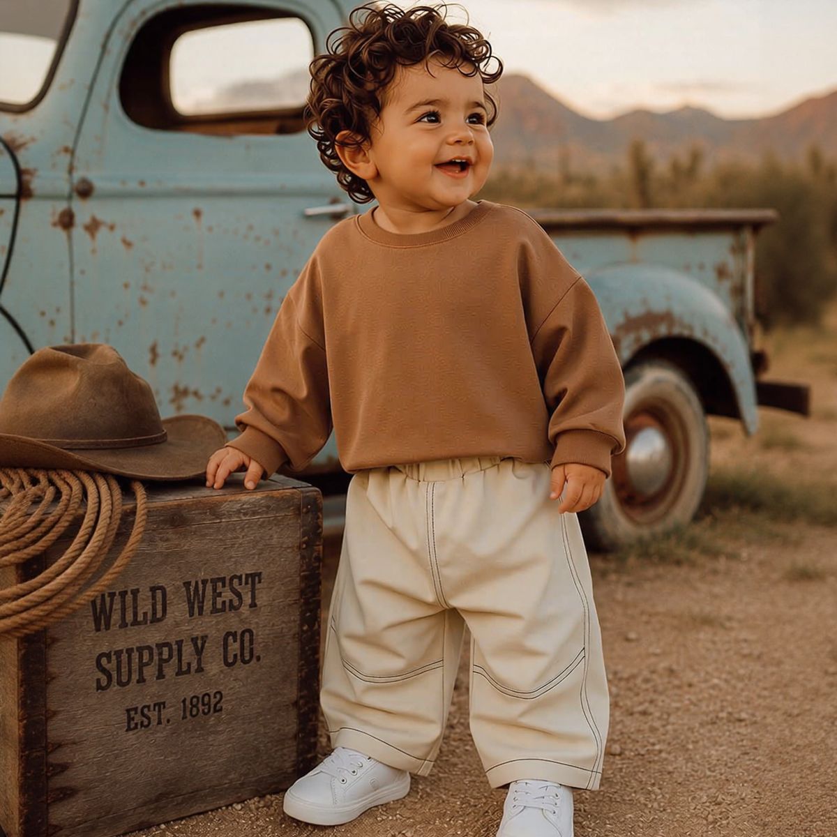 Solid Color Curved Pants for Baby Boys & Girls, Spring Autumn
