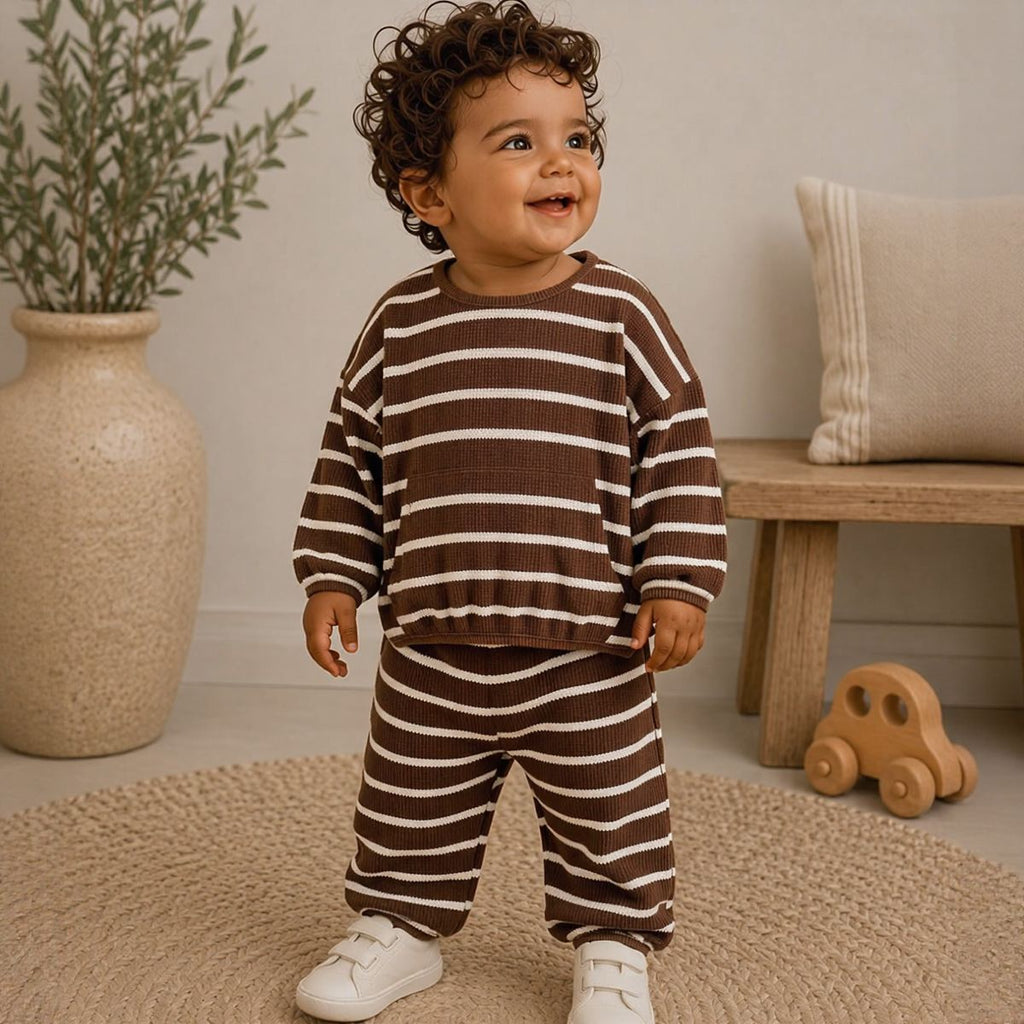 Striped Long Sleeve & Long Pants Set for Baby Boys, Spring Autumn
