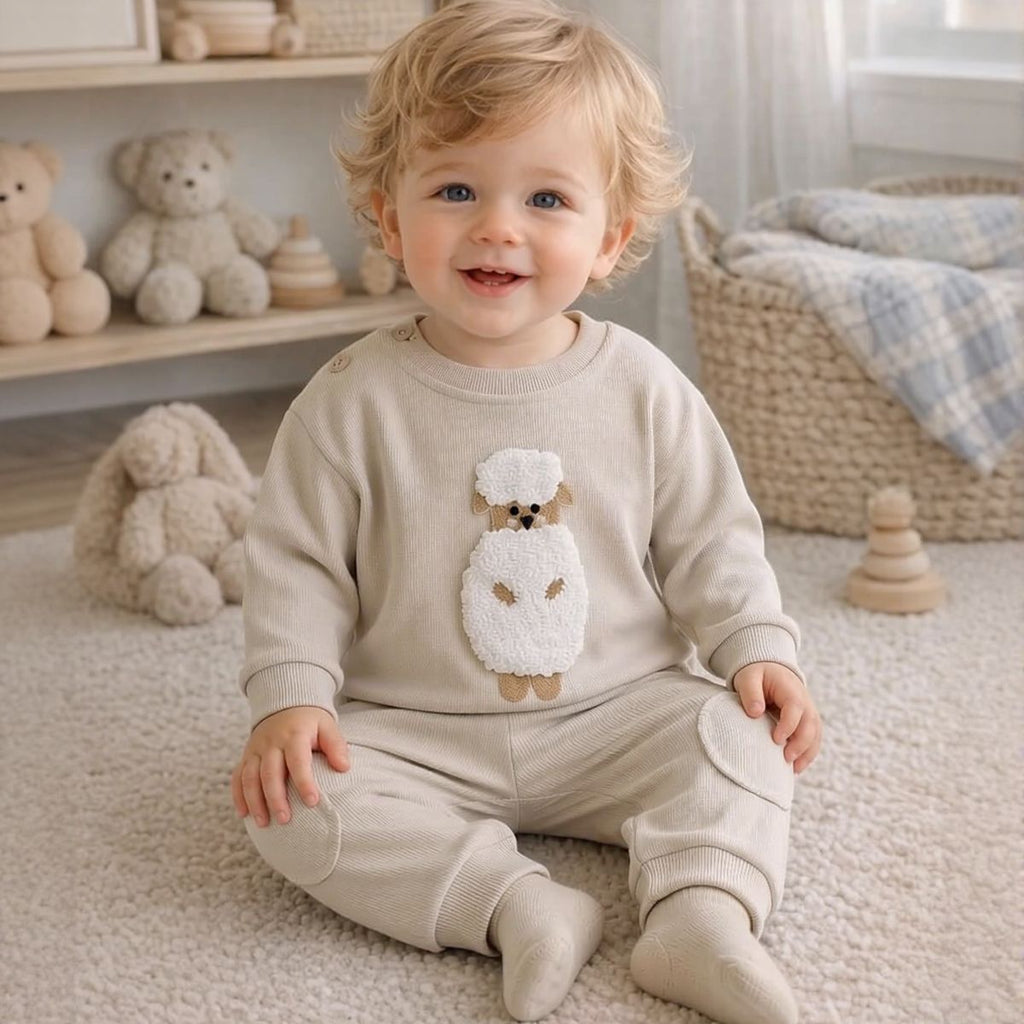 Lamb Towel Embroidery Set for Spring Autumn