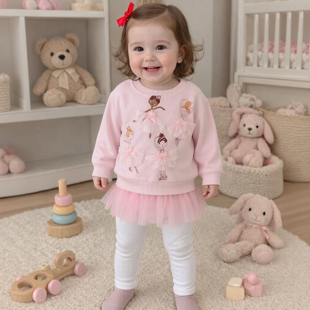 Lace Decor Dance Outfit for Little Girls, Spring Autumn