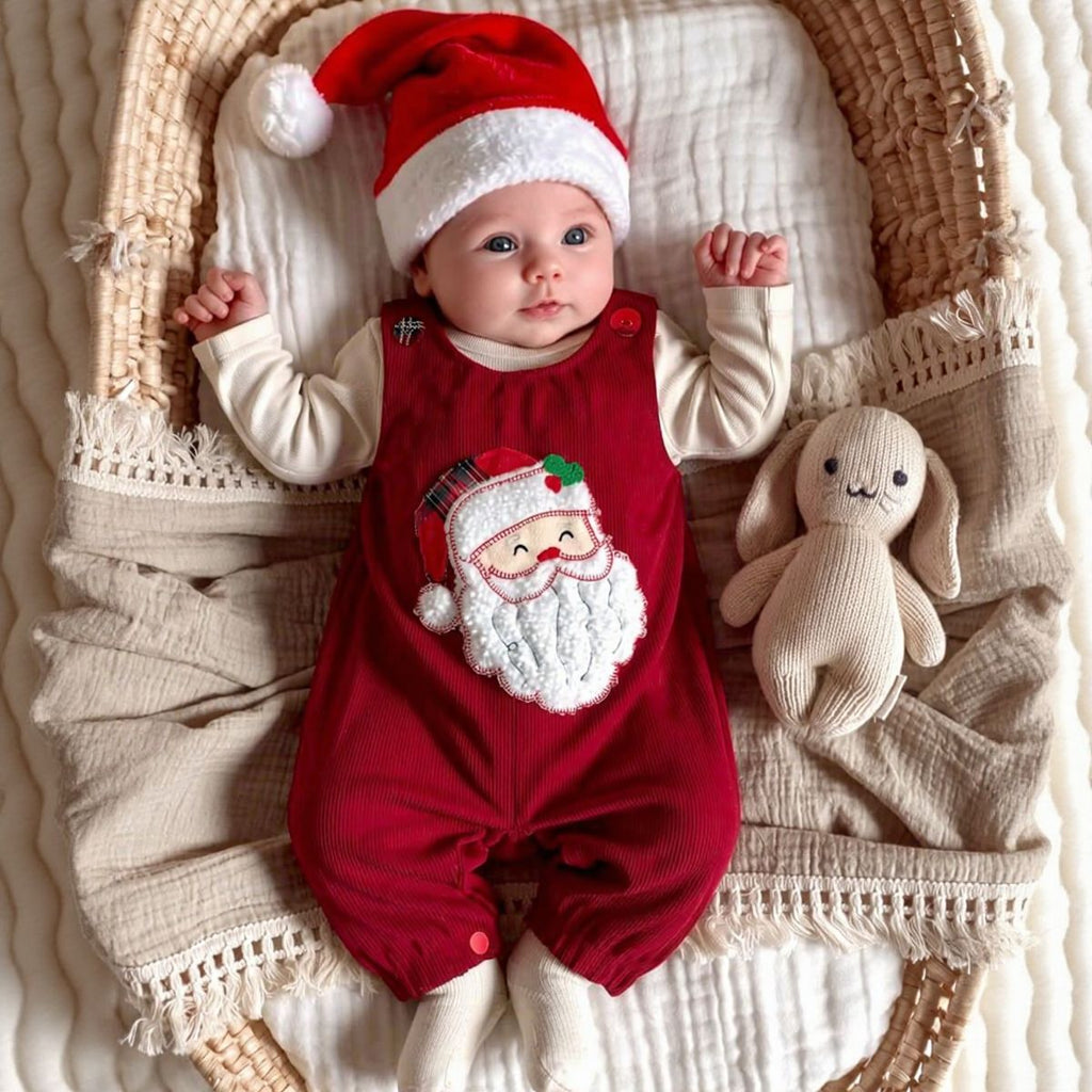 Santa Head Festive Overalls for Baby Boys & Girls