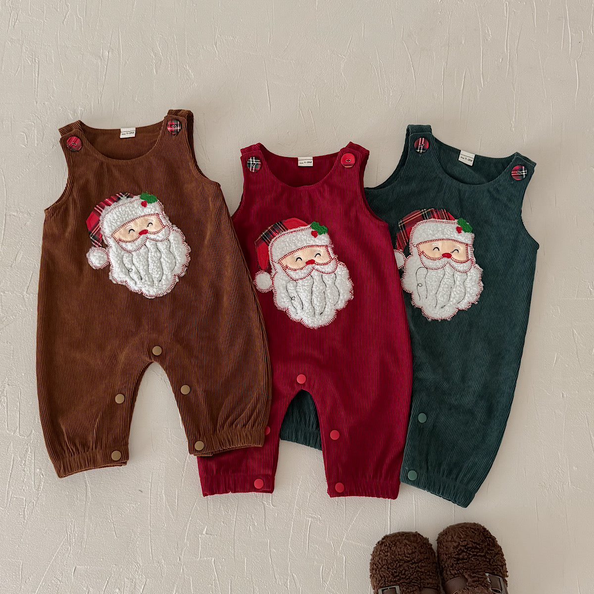 Santa Head Festive Overalls for Baby Boys & Girls