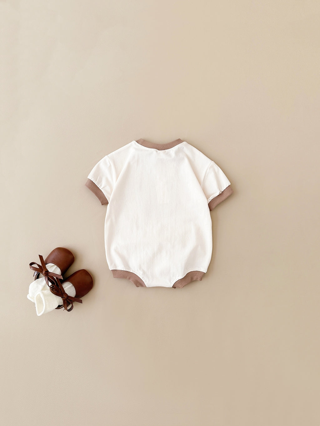 Korean Gender Neutral Bear Print Romper Cotton Breathable Newborn Outfit