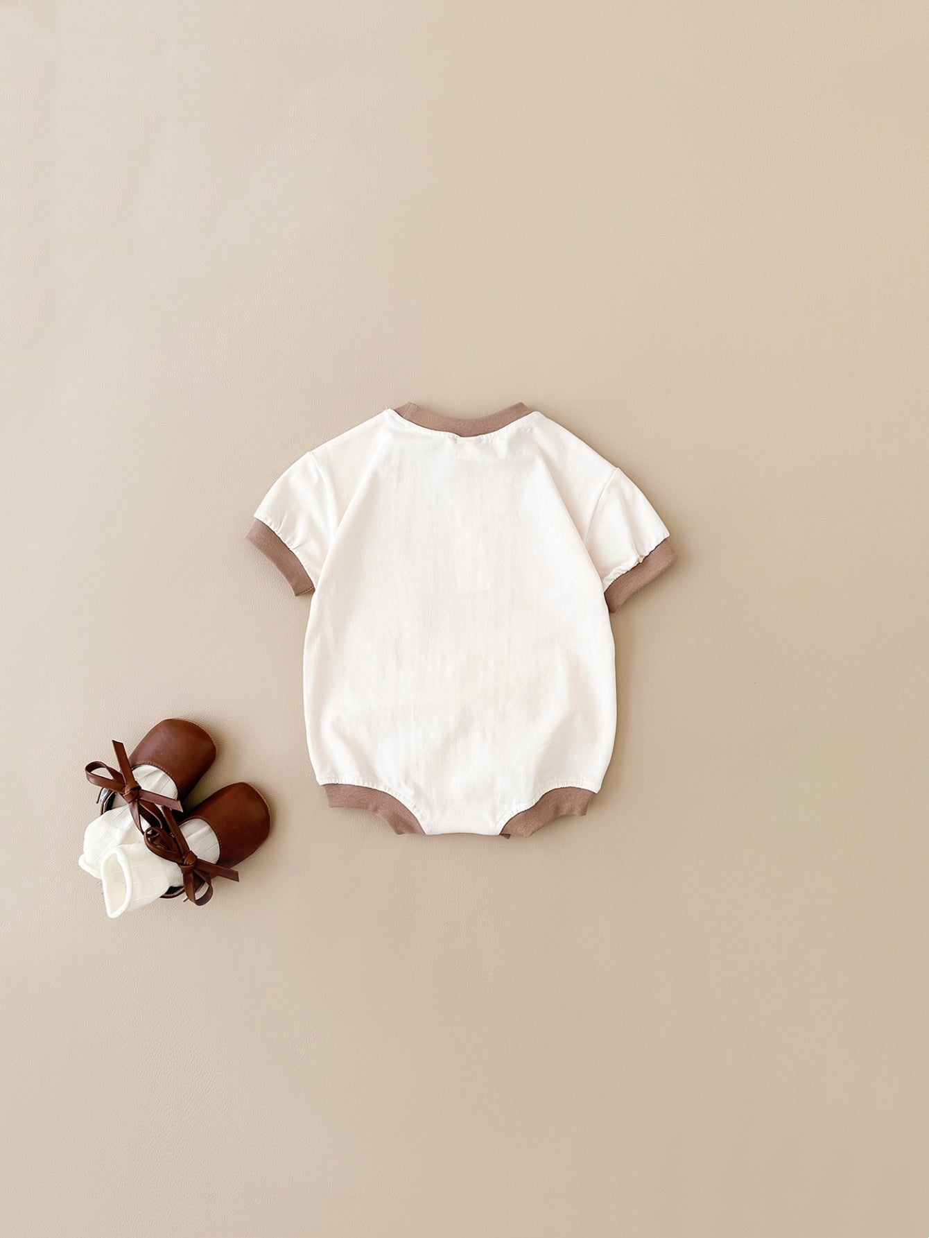 Korean Gender Neutral Bear Print Romper Cotton Breathable Newborn Outfit
