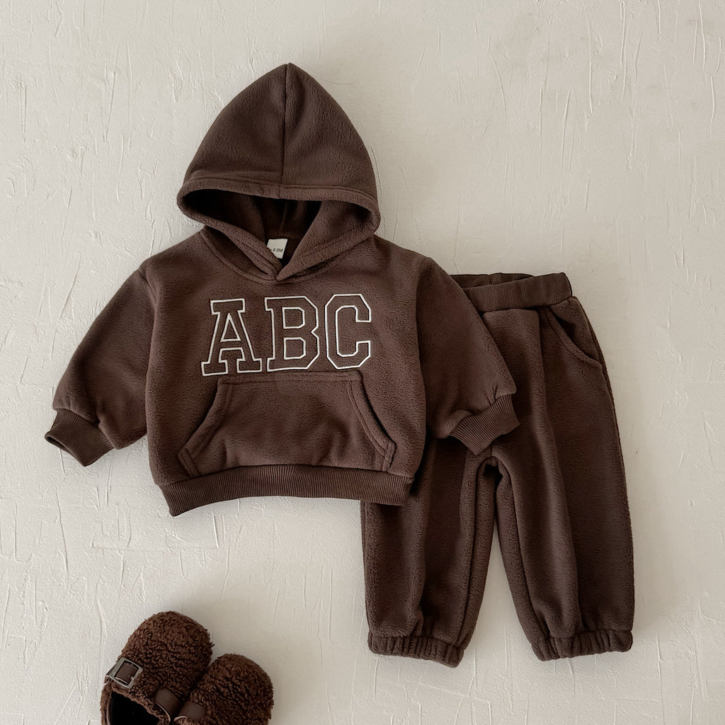 Hooded Autumn Winter Set for Baby Boys with ABC Letter Embroidery