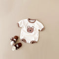 Summer Cartoon Bear Print Short Sleeve Romper