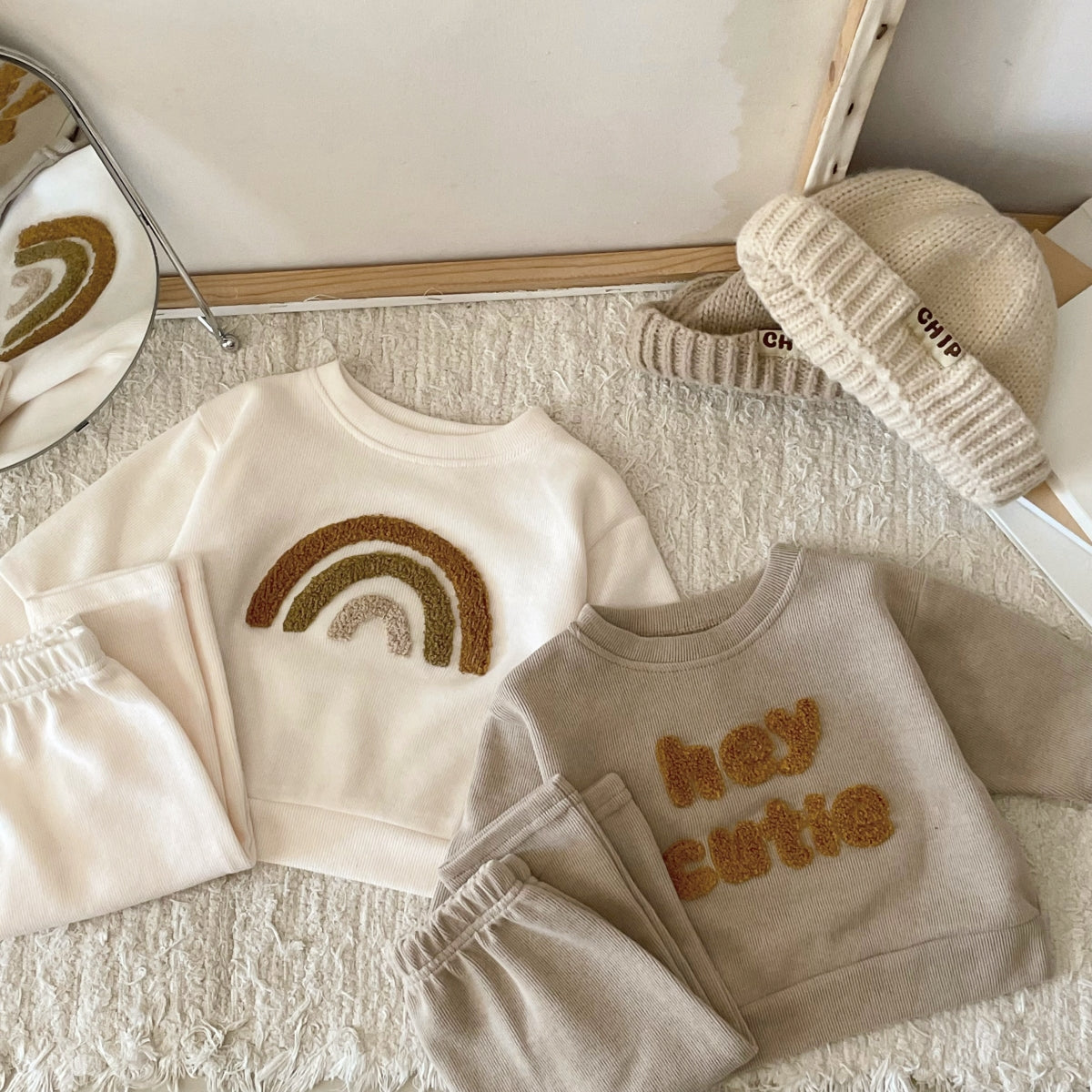 Neutral Baby Letter Embroidery Pattern Sports Set 1-3 Years Old