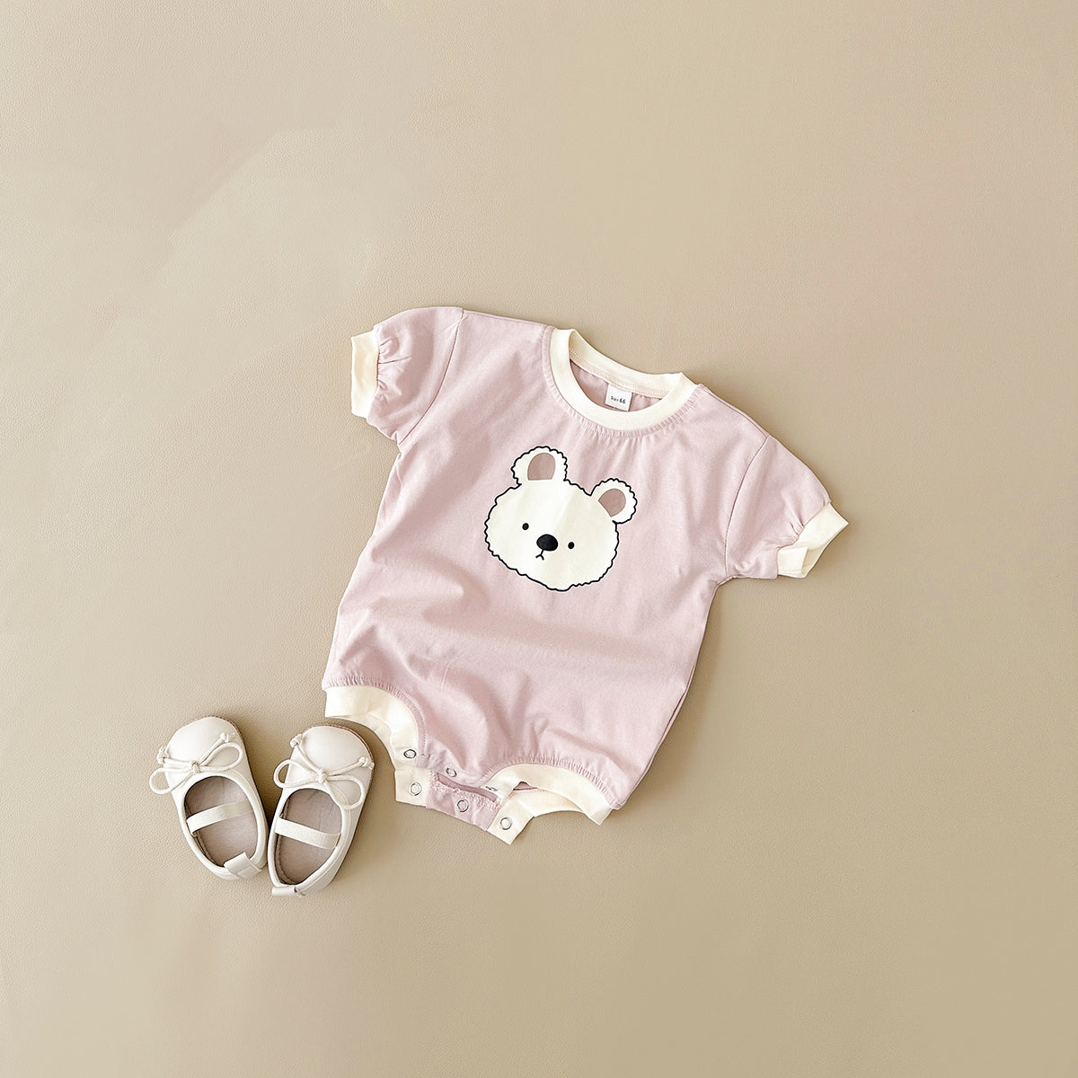 Summer Cartoon Bear Print Short Sleeve Romper