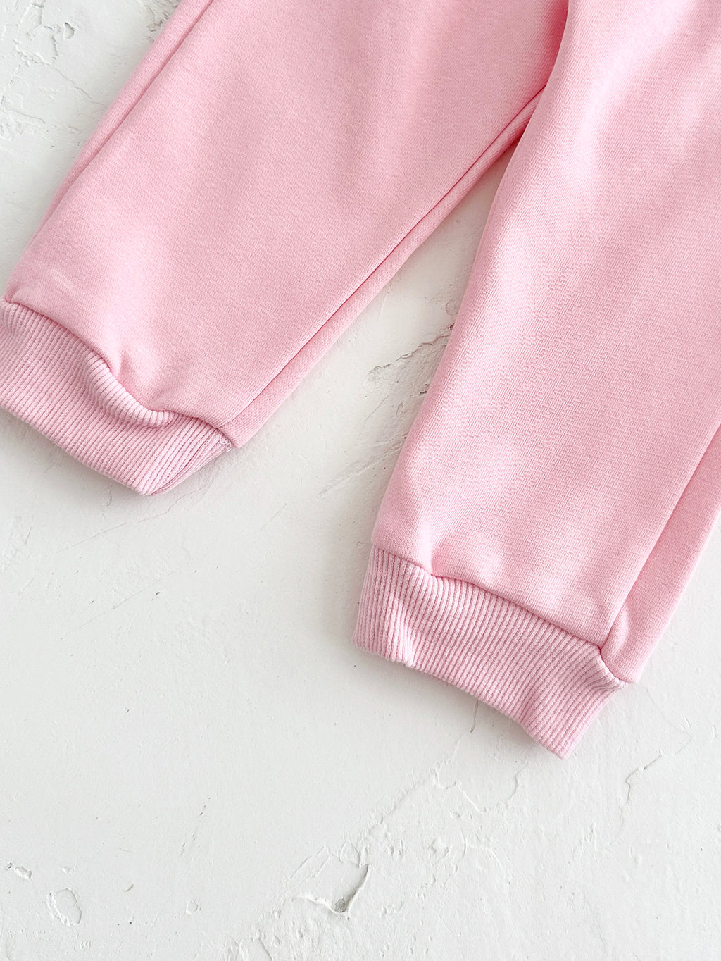 Soft Pink Bear Embroidery Baby Sweatshirt Set Korean Girls 2Pcs Outfit
