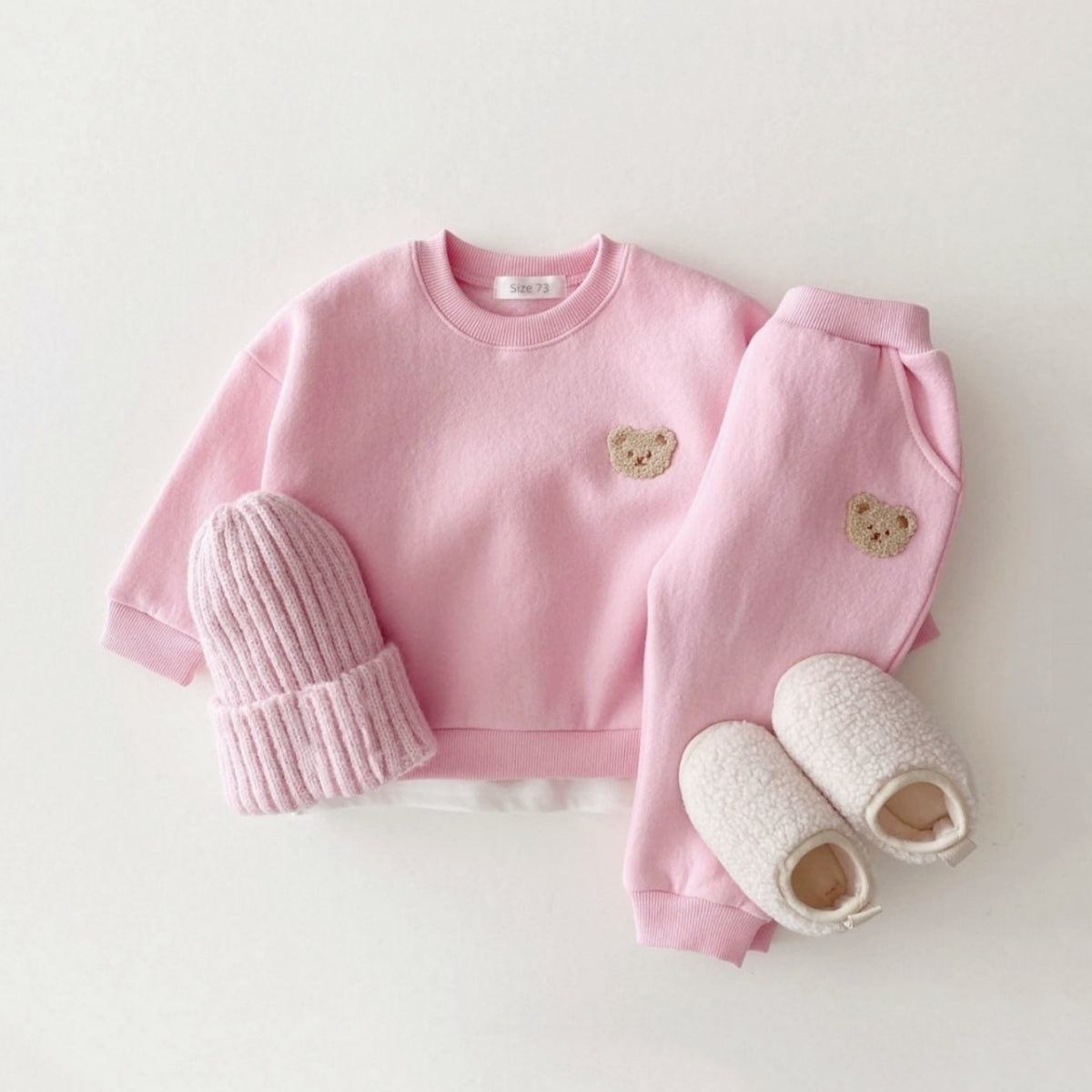 Neutral Baby Bear Embroidered Sports Set Winter 1-4 Years Old