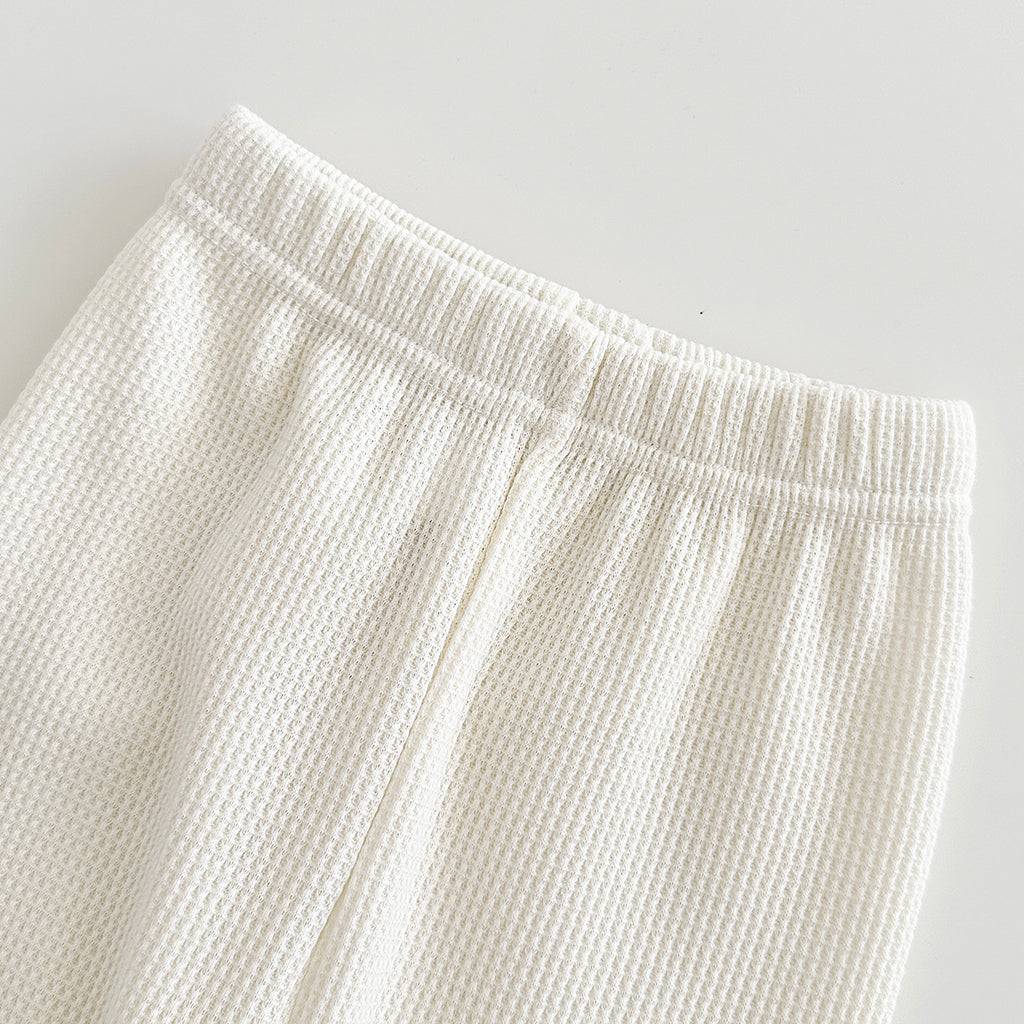 Ins Korean Waffle Infant Separates Crew Neck Letter Toddler Loungewear