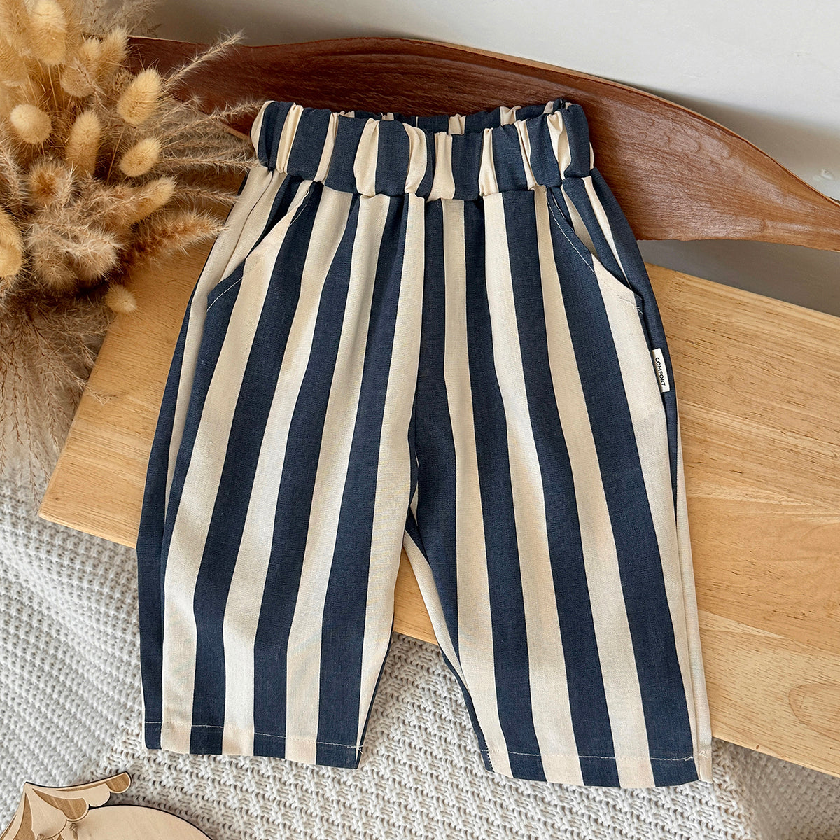 Striped Printed Casual Long Pants for Baby Boys & Girls