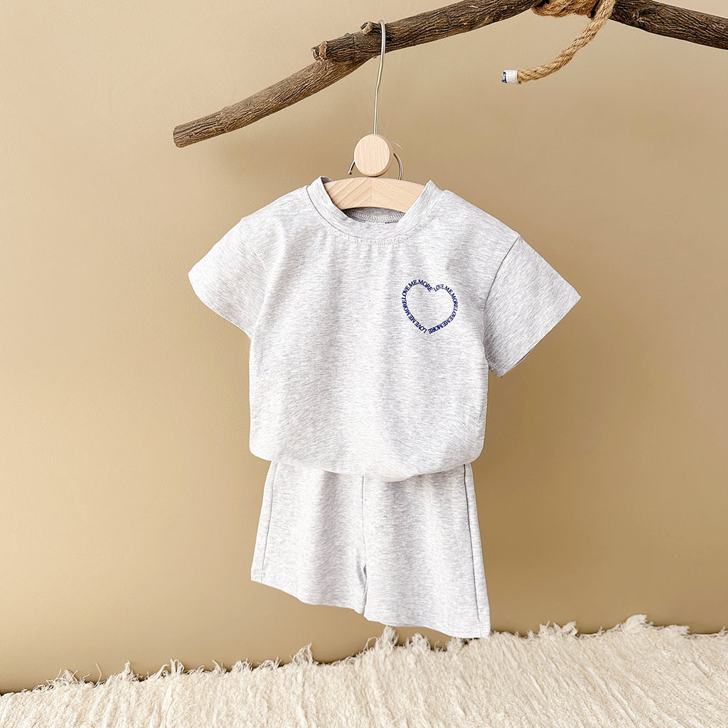 Multi-color Fashion 2-Piece Heart Print Short Sleeve Set