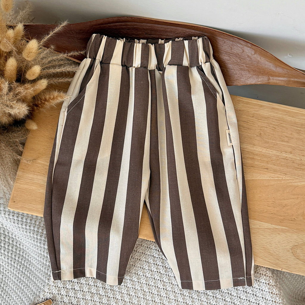 Striped Printed Casual Long Pants for Baby Boys & Girls