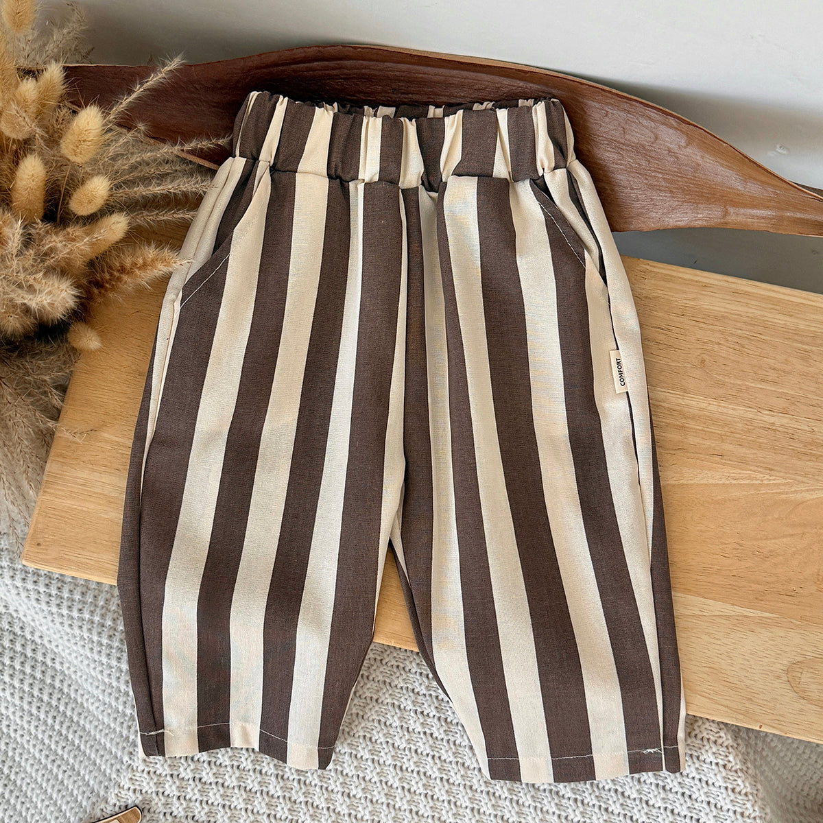 Striped Printed Casual Long Pants for Baby Boys & Girls
