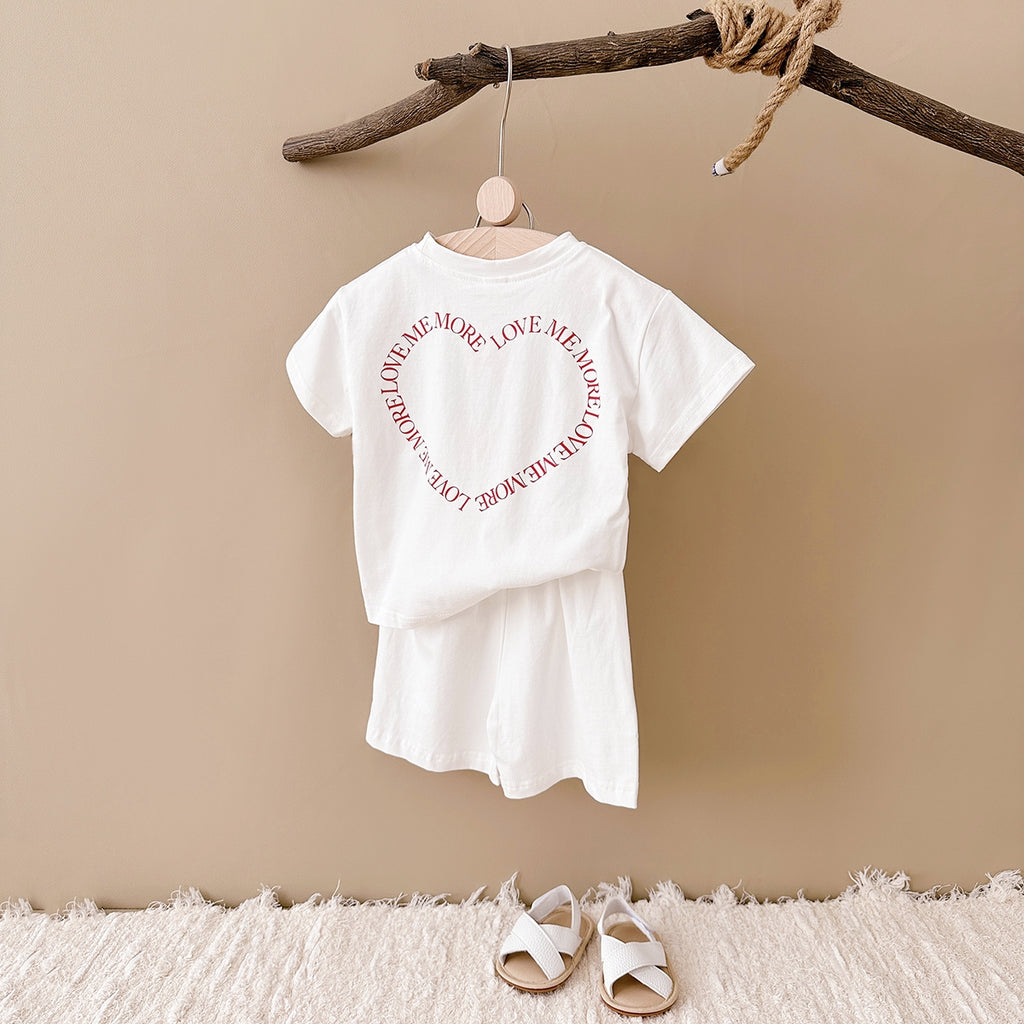 Multi-color Fashion 2-Piece Heart Print Short Sleeve Set