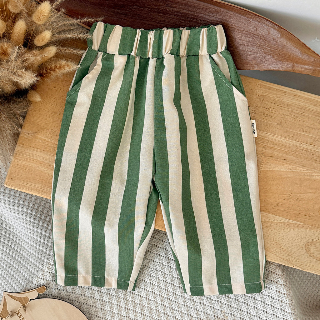 Striped Printed Casual Long Pants for Baby Boys & Girls