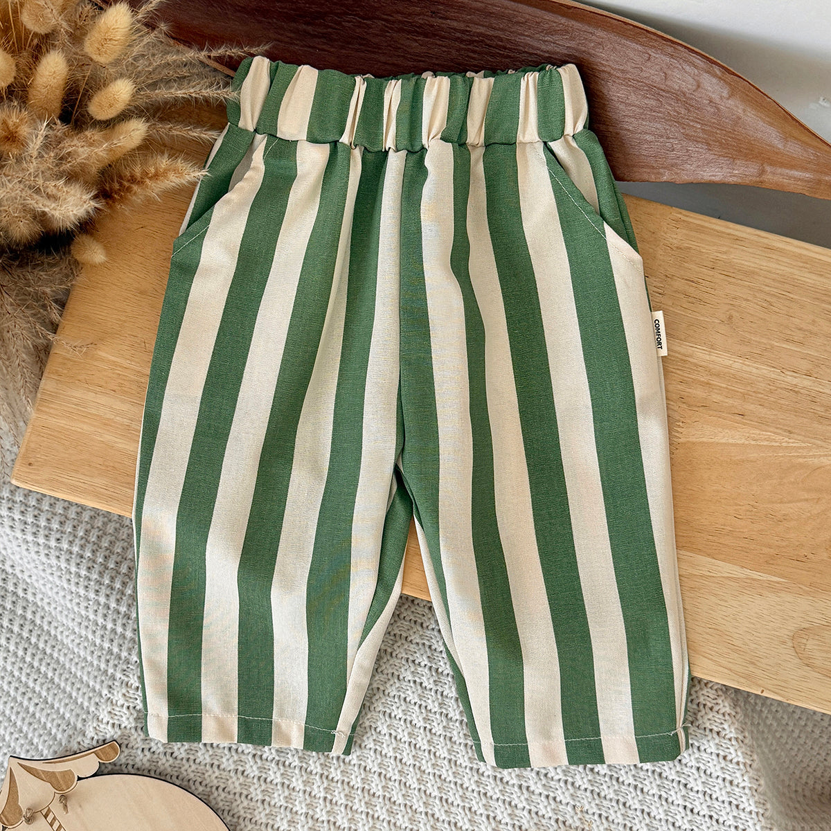Striped Printed Casual Long Pants for Baby Boys & Girls