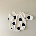 Neutral baby polka dot printed long sleeved jumpsuit 1-18 months