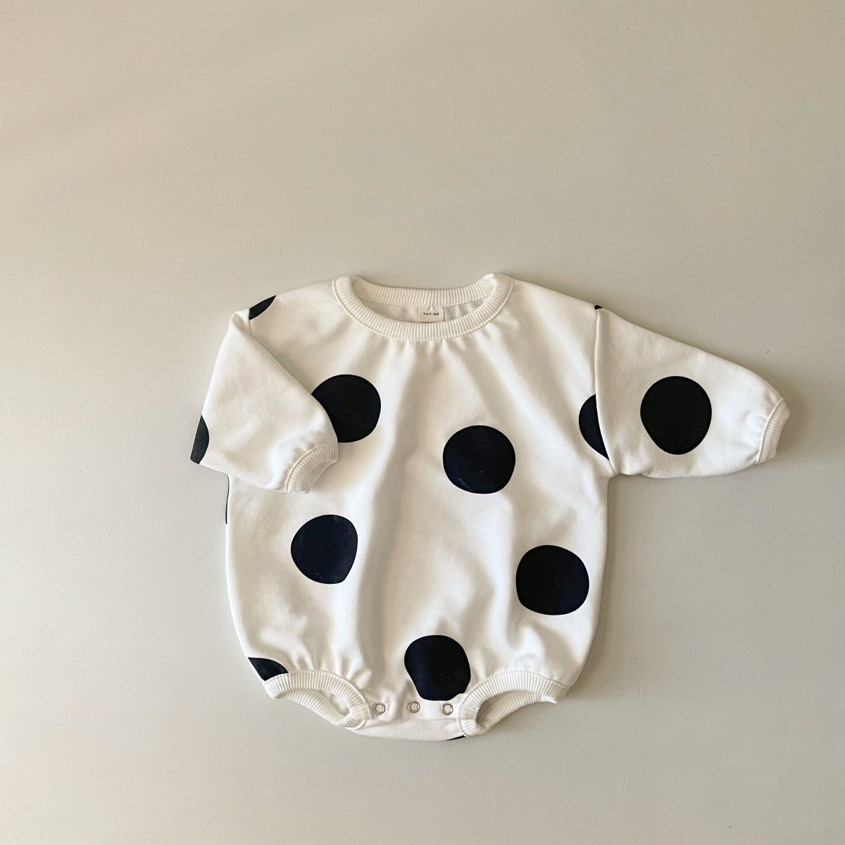 Neutral baby polka dot printed long sleeved jumpsuit 1-18 months