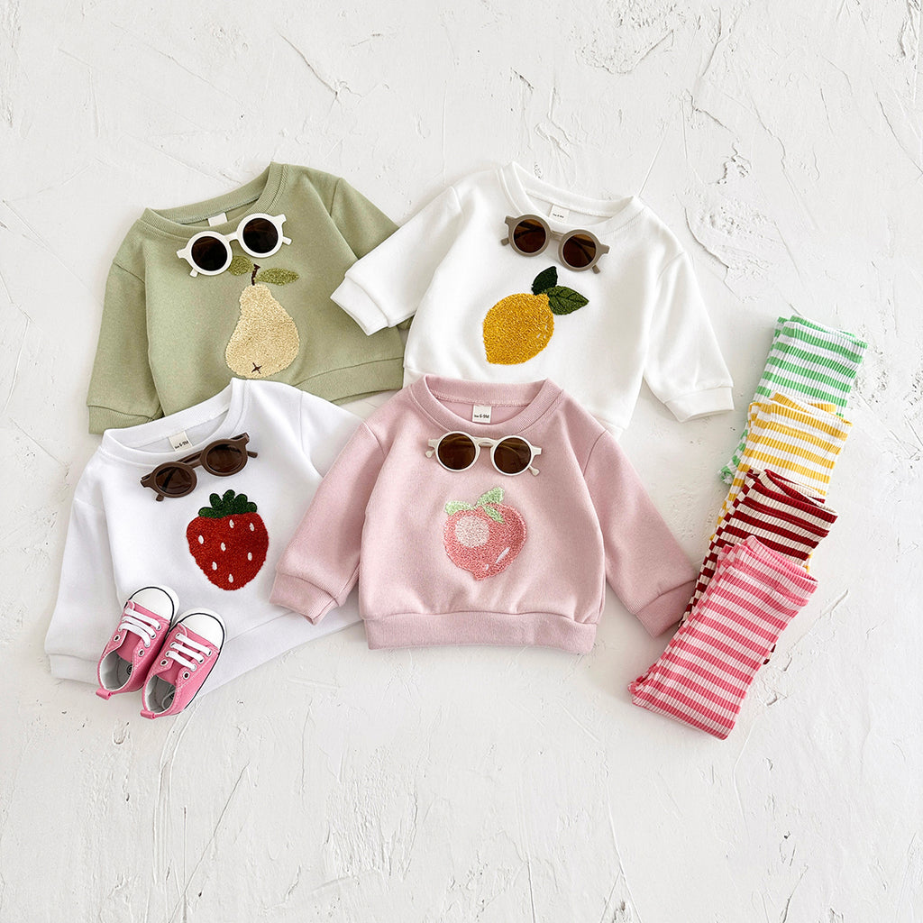 Fresh Cartoon Fruit Baby Sweatshirt, Daily Wear Kids Clothing Set