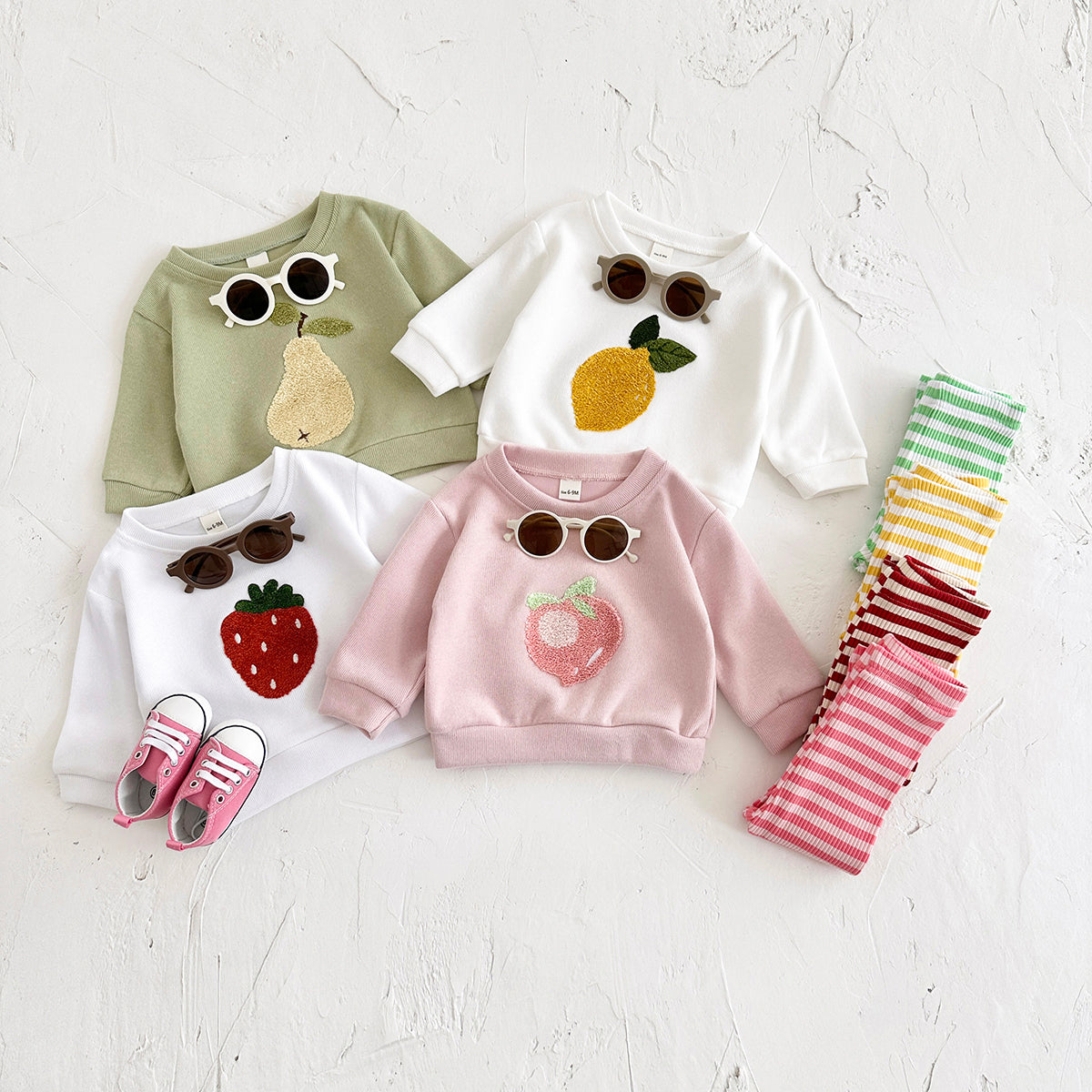 Fresh Cartoon Fruit Baby Sweatshirt, Daily Wear Kids Clothing Set