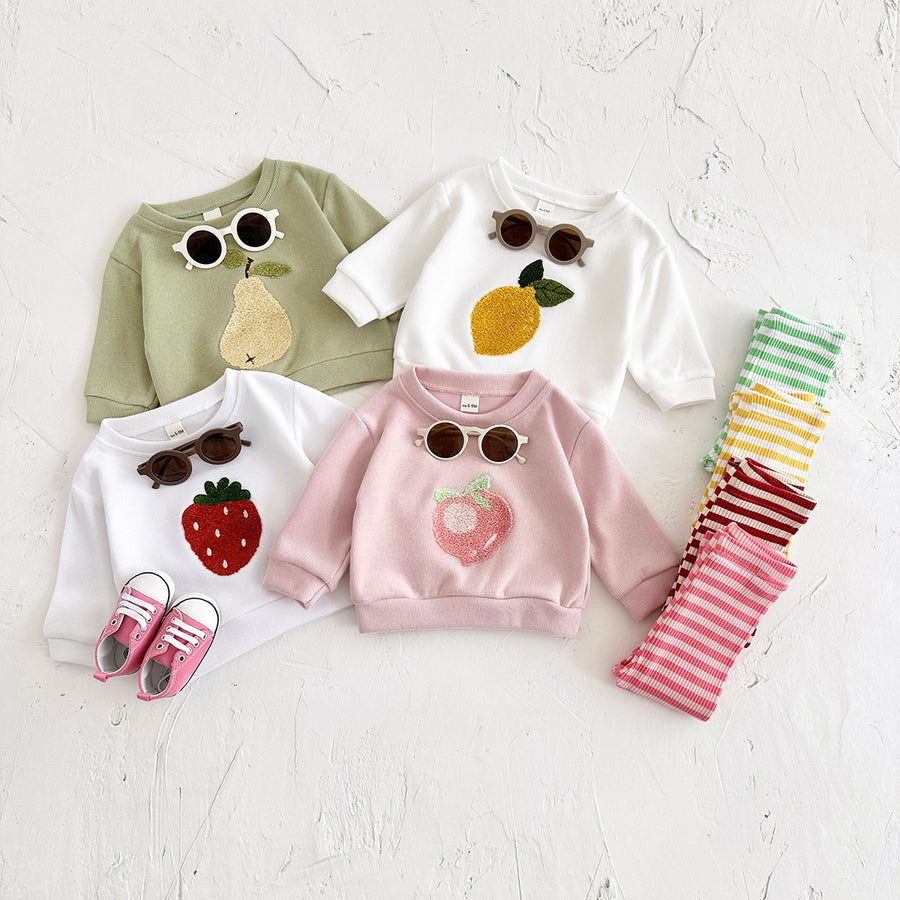 Fresh Cartoon Fruit Baby Sweatshirt, Daily Wear Kids Clothing Set