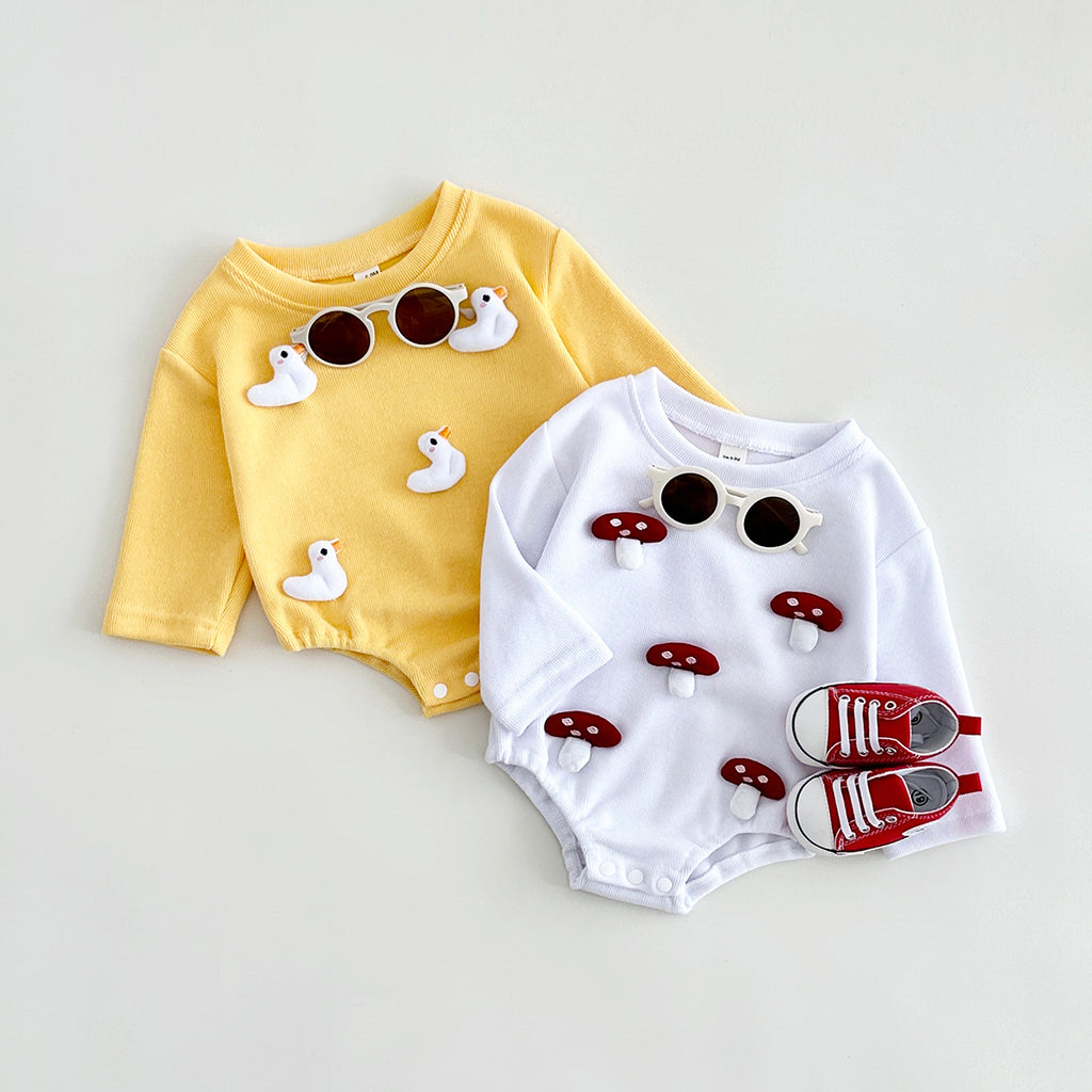Spring Autumn Infant 3D Mushroom Romper, Cute Duck Baby Onesie