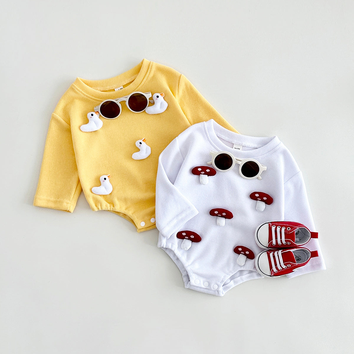 Spring Autumn Infant 3D Mushroom Romper, Cute Duck Baby Onesie