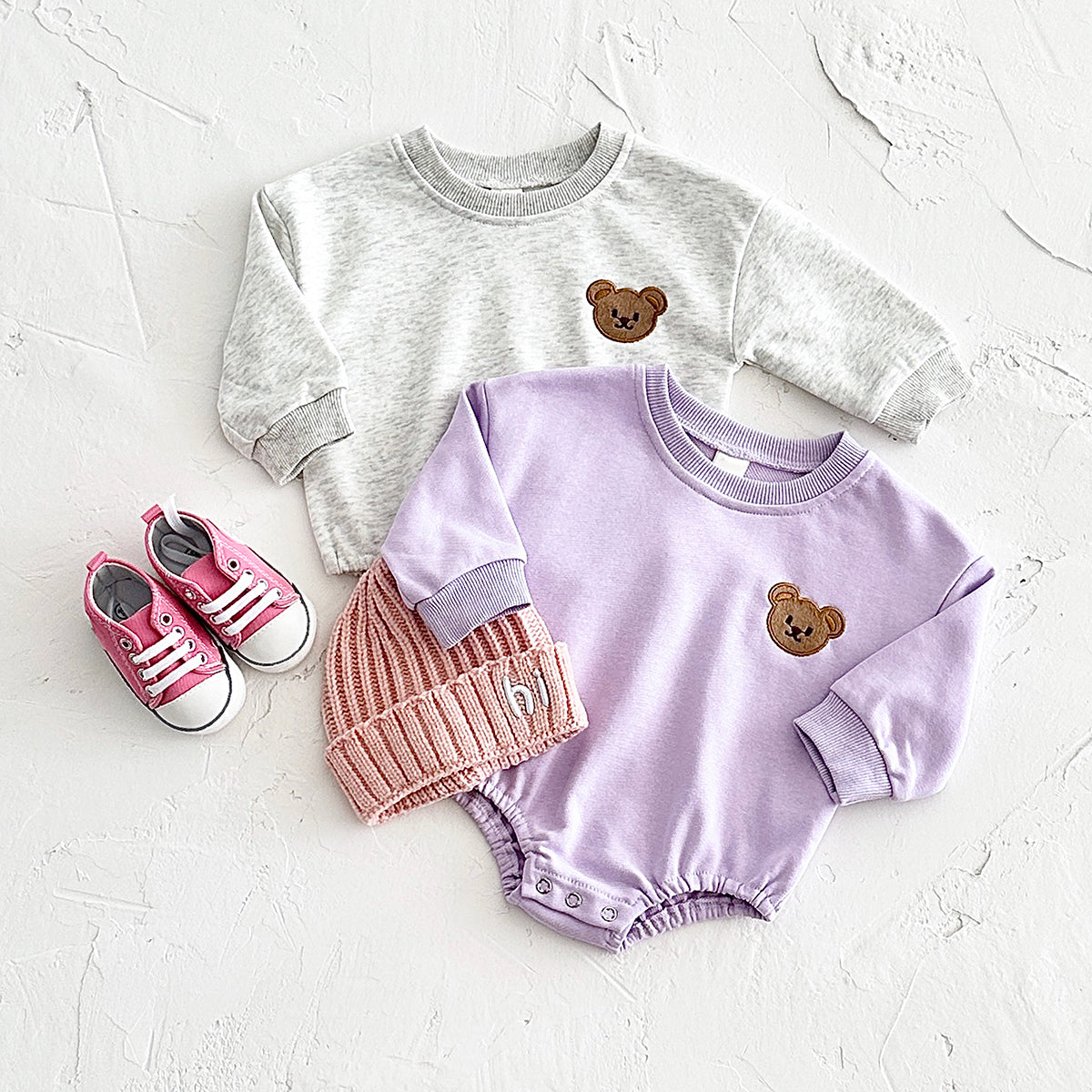 Unisex baby bear embroidered jumpsuit 1-18 months