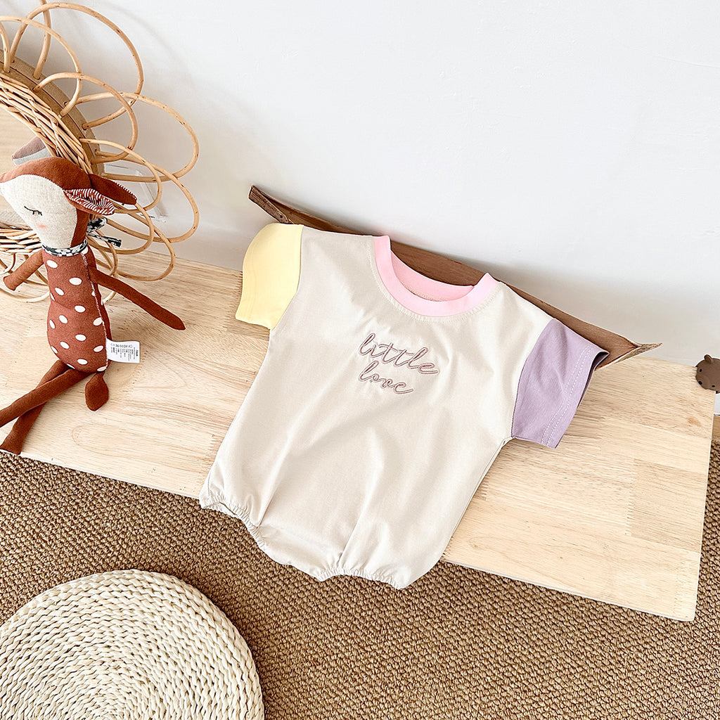Summer Little Love Color Block Sleeve Romper