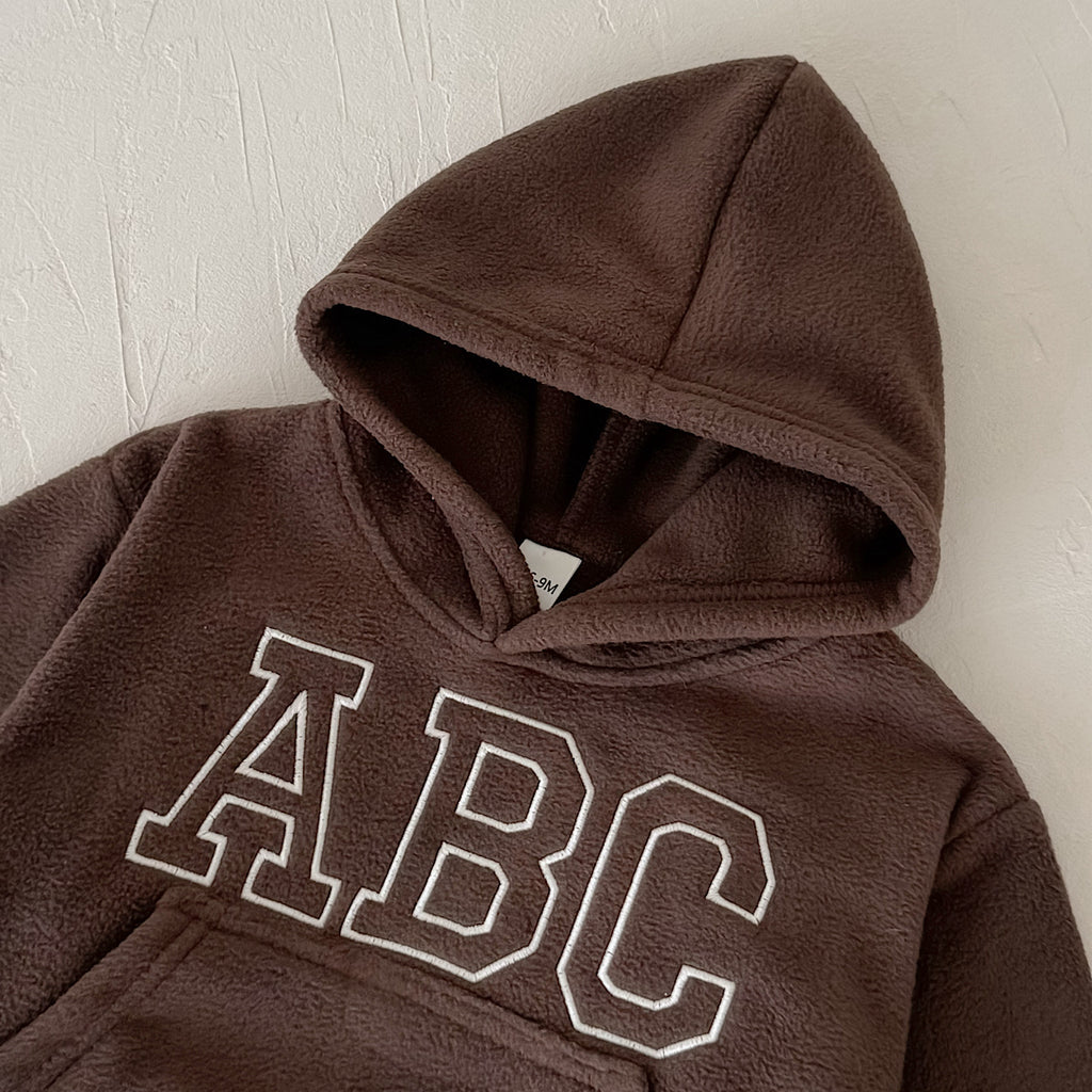 Hooded Autumn Winter Set for Baby Boys with ABC Letter Embroidery