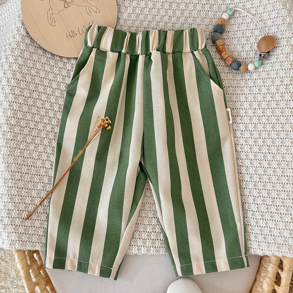 Striped Printed Casual Long Pants for Baby Boys & Girls