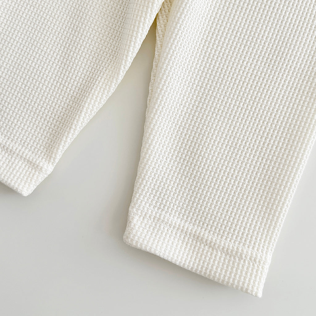 Ins Korean Waffle Infant Separates Crew Neck Letter Toddler Loungewear