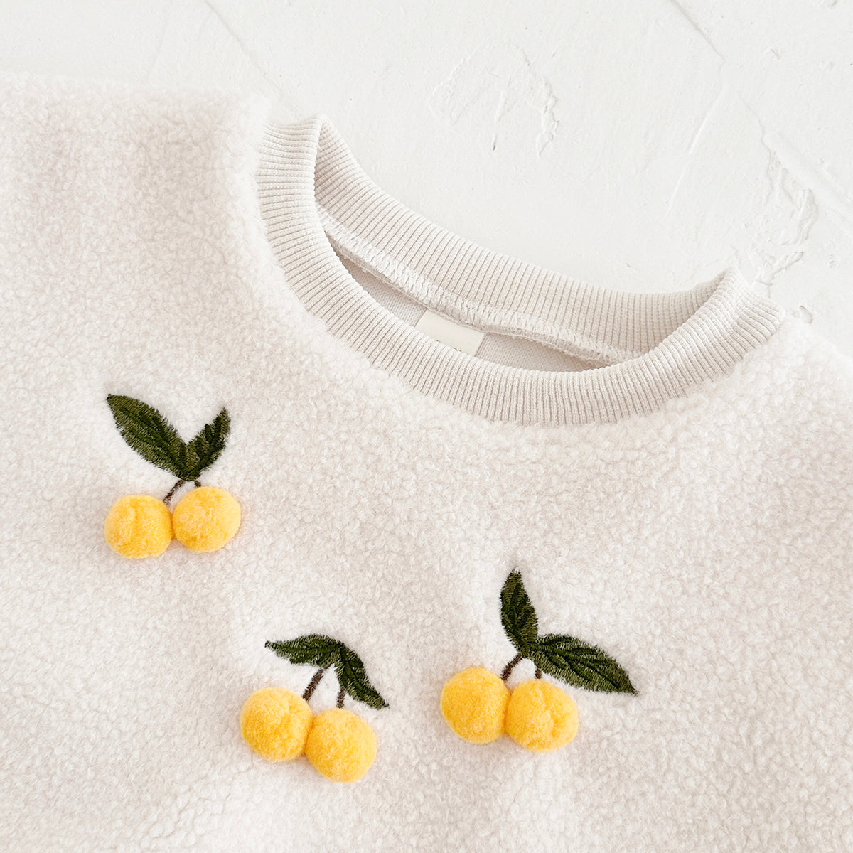 Simple Crewneck Kids Fleece Sweatshirt, 3D Cherry Fun Cute Baby Top