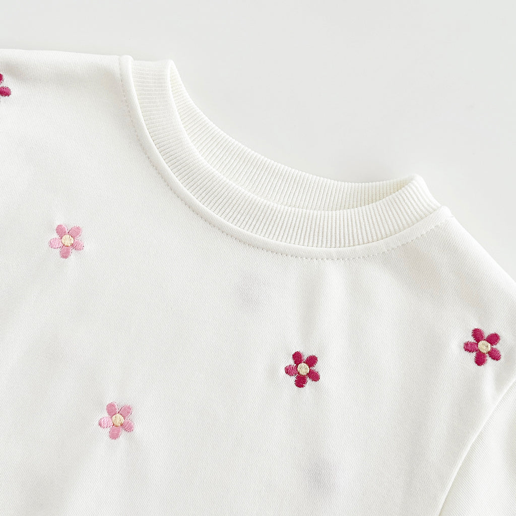 Toddler All-over Color Flower Outfit, Sweatshirt & Pants 2Pcs