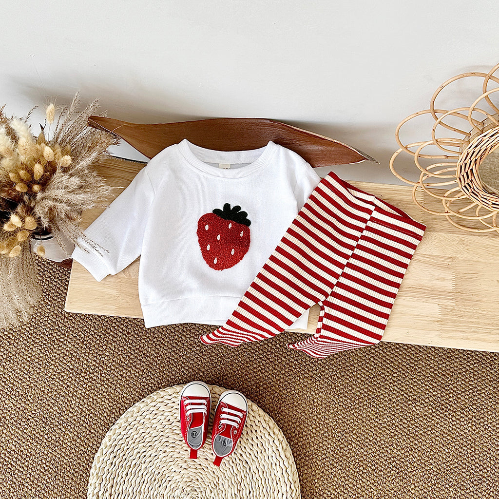 Fresh Cartoon Fruit Baby Sweatshirt, Daily Wear Kids Clothing Set