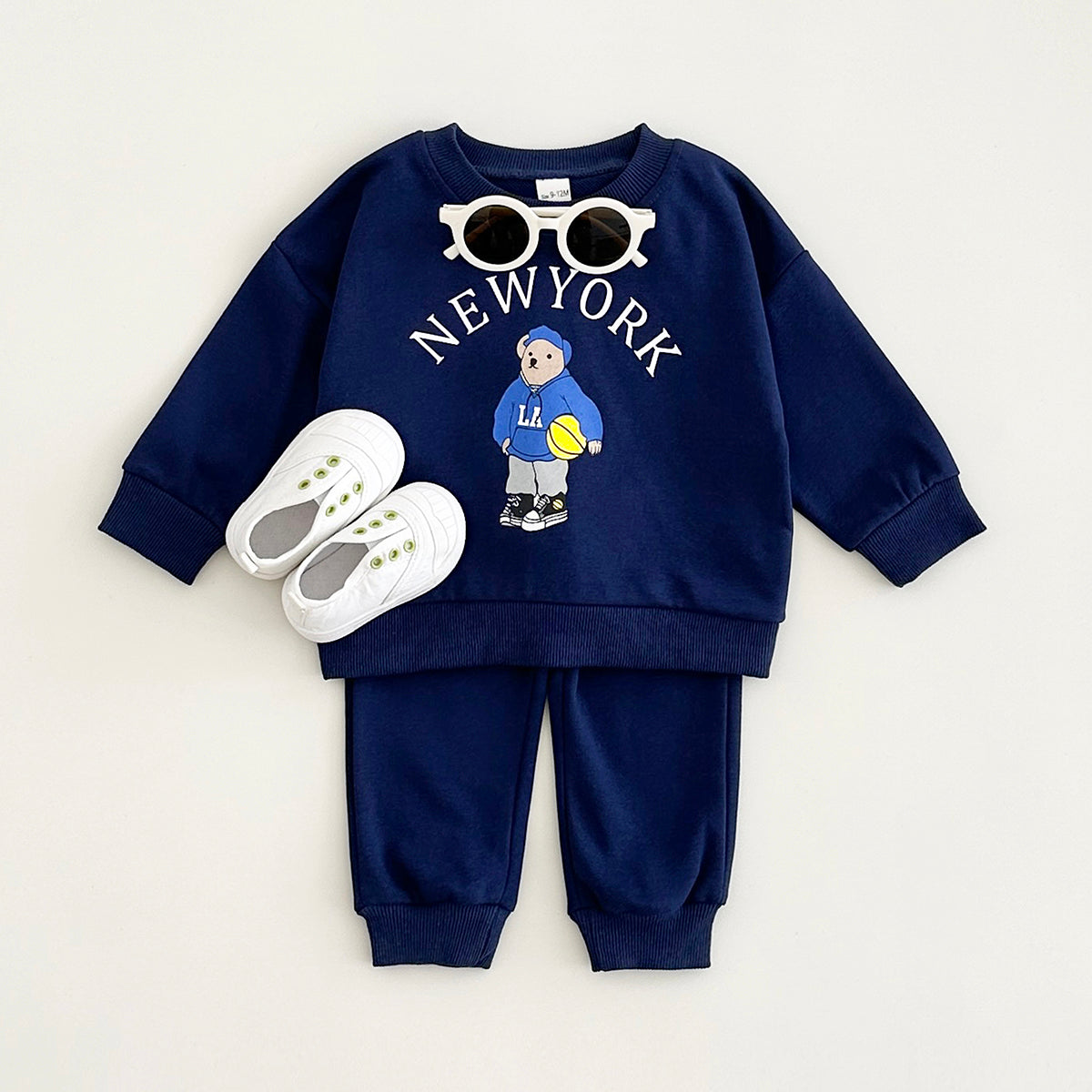 Neutral Baby Bear Pattern Printed Sports Set 1-4 Years Old