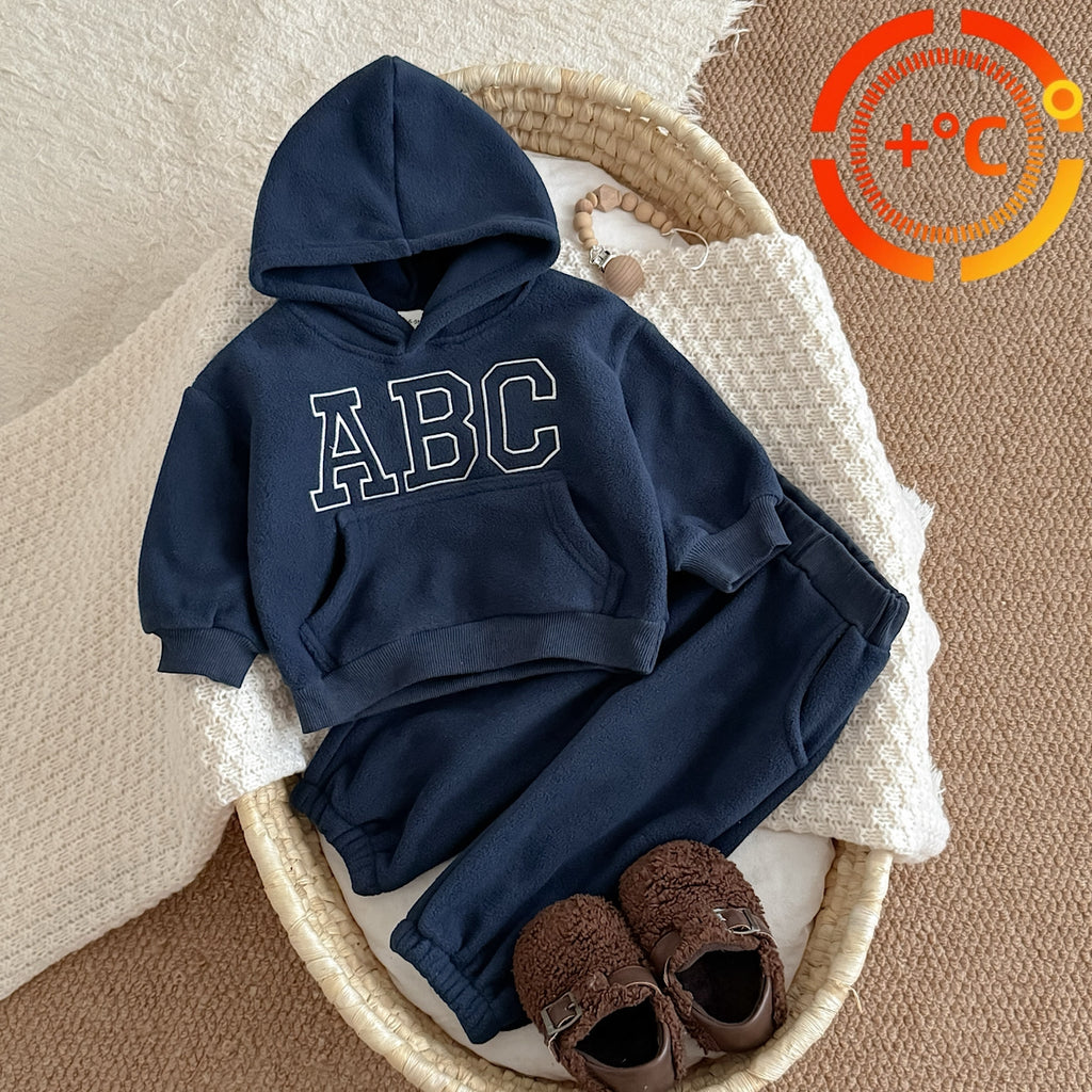 Hooded Autumn Winter Set for Baby Boys with ABC Letter Embroidery