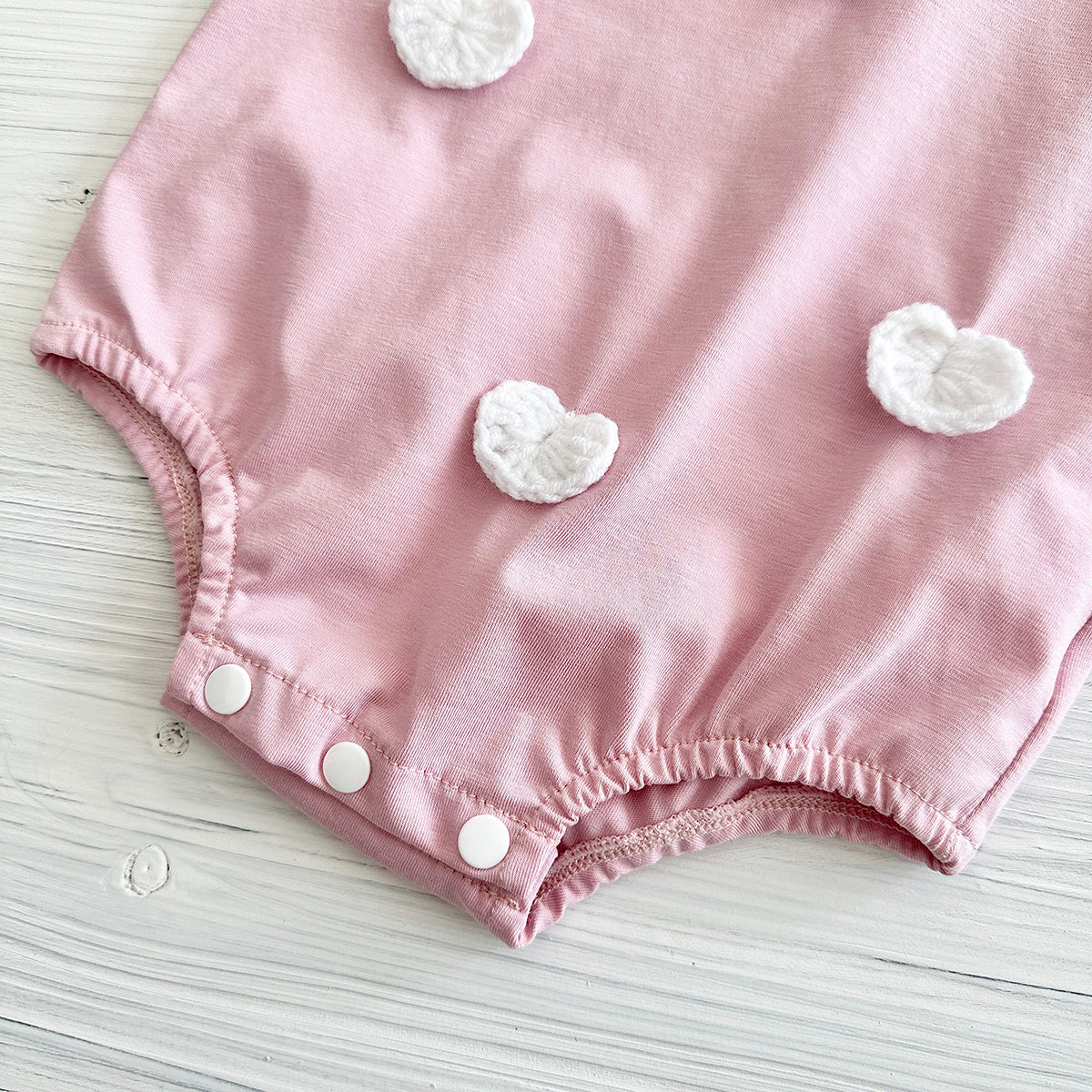 Summer 3D Cloud Flower Heart Short Sleeve Romper